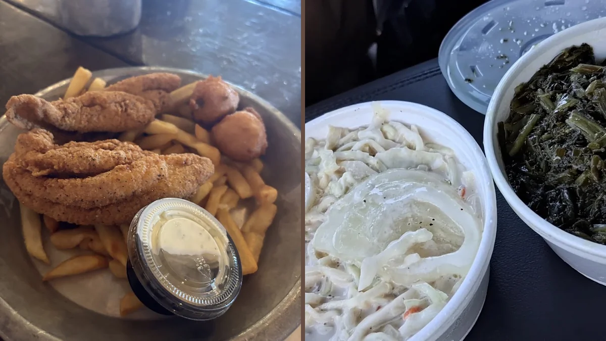 Fried catfish plates served in a casual restaurant.